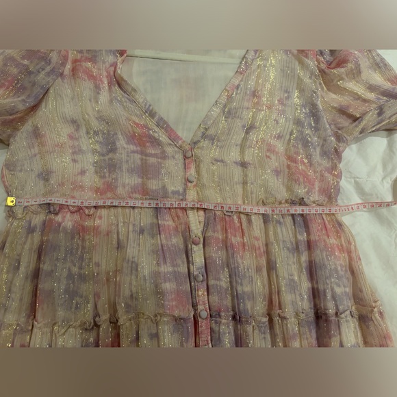 ROCOCO SAND ETRE METALLIC PINK TIERED MAXI DRESS size L - Picture 10 of 11